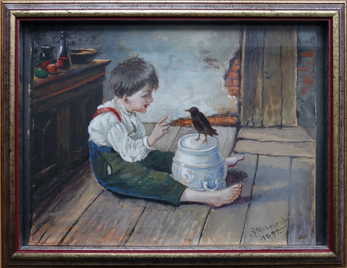 Oel auf
                                  Karton, signiert und dat. 1892